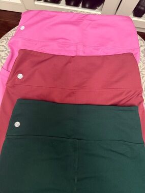 Zella Leggings Trio in Hot Pink, Burgundy, and Forest Green